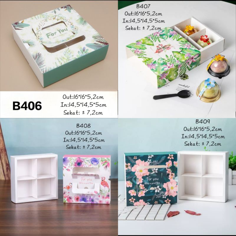 

(5pc) Box Kue Sekat 4 / Packaging Kotak Kue Mooncake/ Cookies/ Nastar