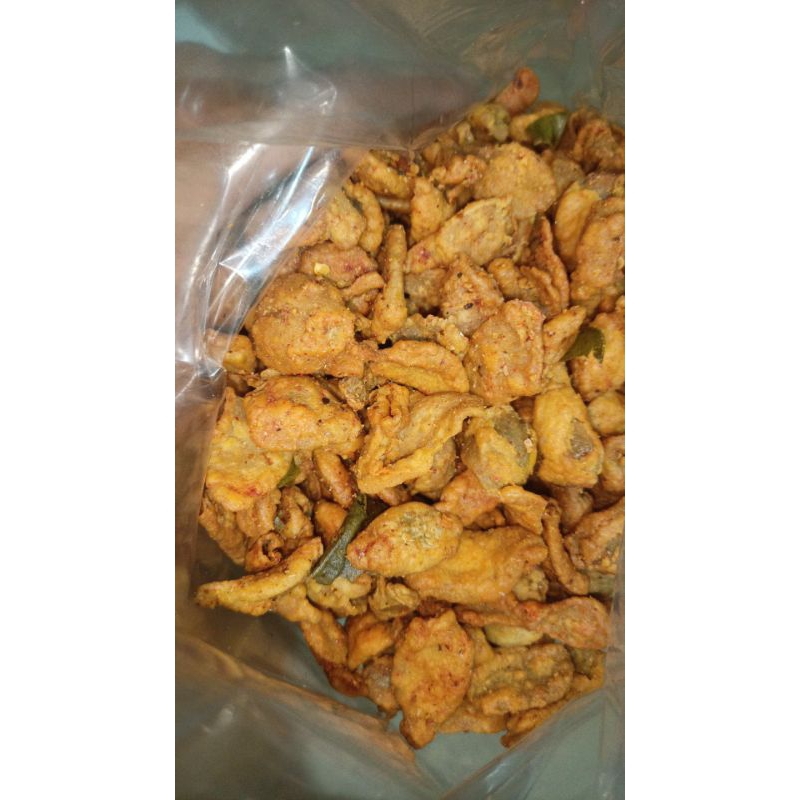 

keripik kulit ayam.pedas daun jeruk