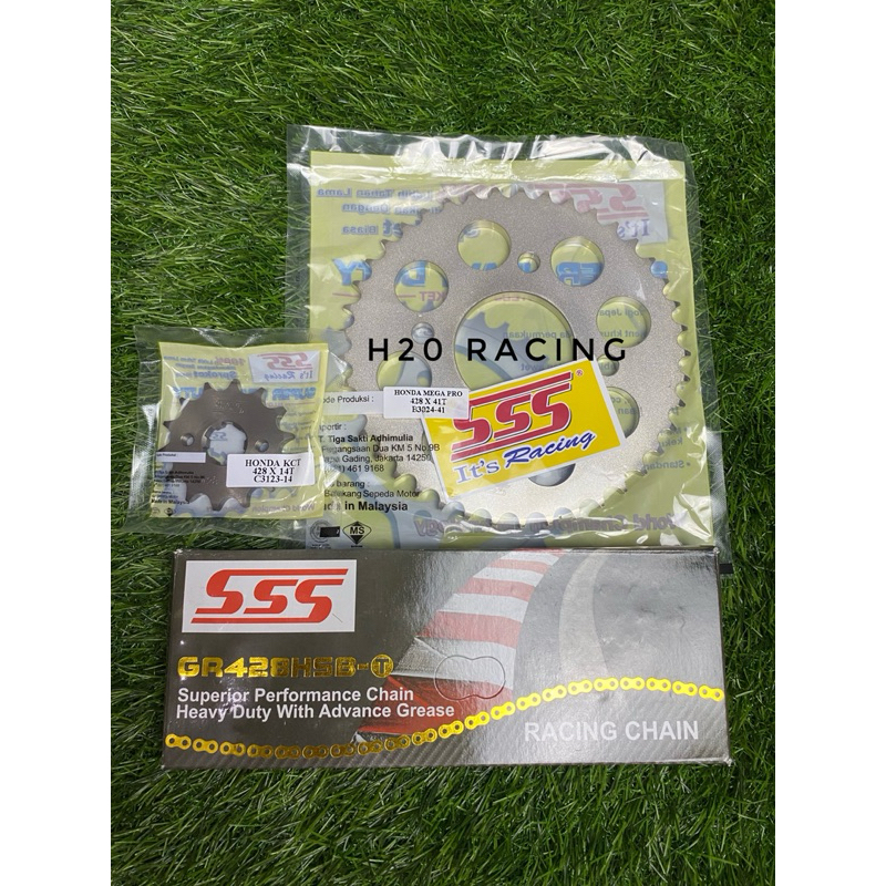 Gear Set Full Original SSS 428 Honda Sonic150R-Cbr150R lubang4-Gtr150-Megapro150-Verza150-TigerRevo2