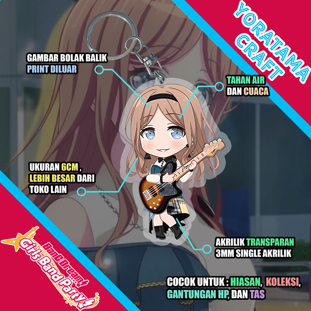 Gantungan Kunci Soyo MyGO Bang Dream, Keychain Anime Lucu