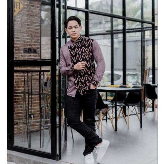 Restock Kemeja Batik Pria NUCID Kemas 5 Dusty Purple