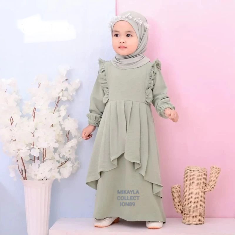 GAMIS ANAK PUTRI TANPA HIJAB BAHAN CRINGKLE AIRFLOW