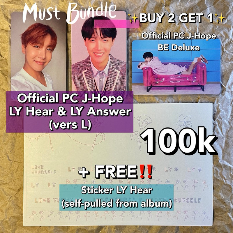 ‼️SALE‼️ Photocard Official Seokjin LY Her (Version V) & J-Hope LY Hear (Version L) & J-Hope  LY Ans