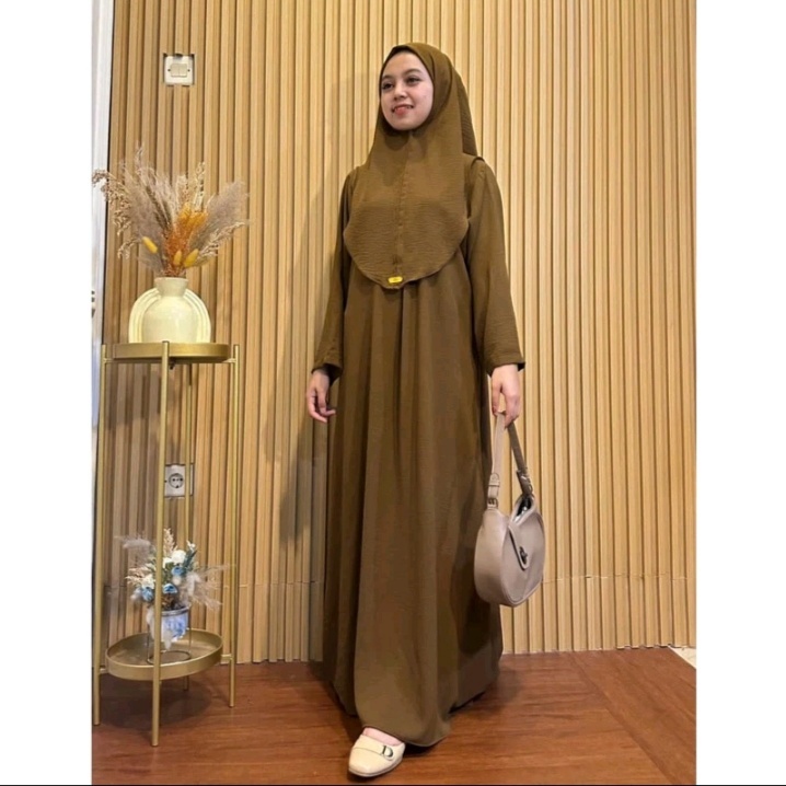 Abaya set bergo/gamis set hijab/gamis crinkle