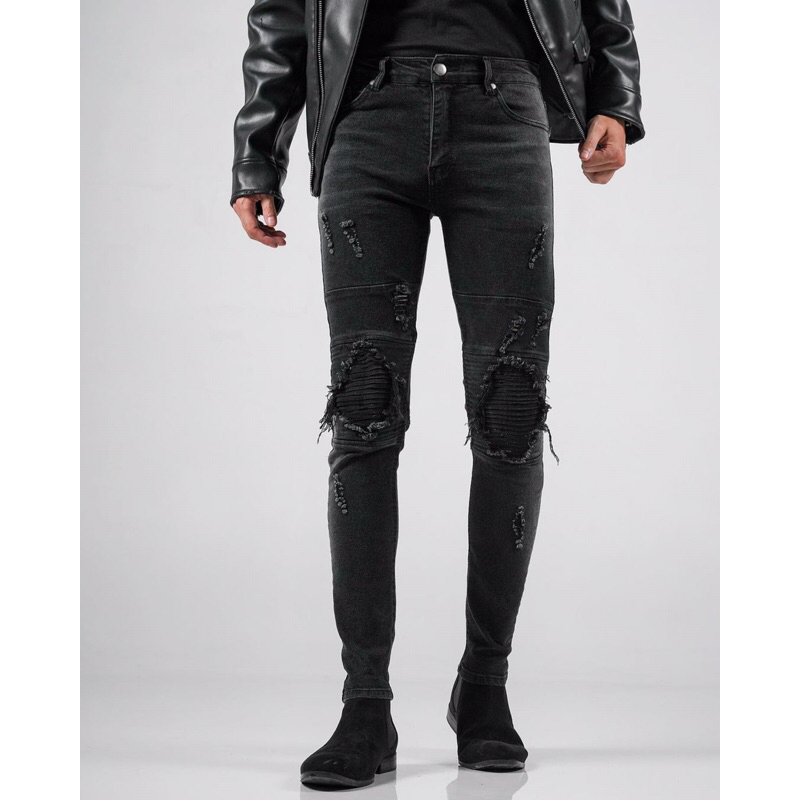 Celana Uprise Tiger Black // Uprise Cobra Black // Uprise White Strip Leather Biker