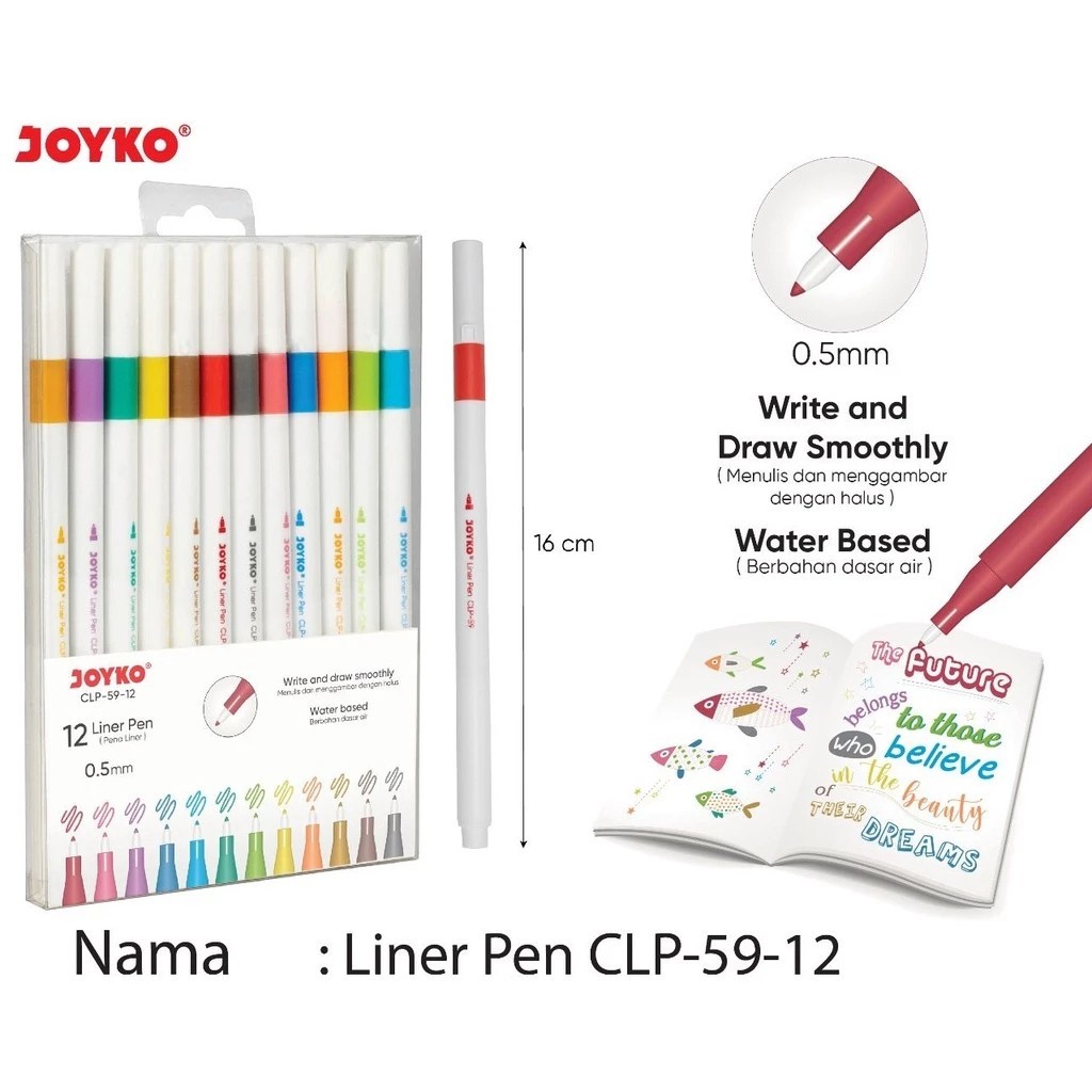 

Pena Liner Pen Pulpen Warna Joyko CLP-59-12 Warna