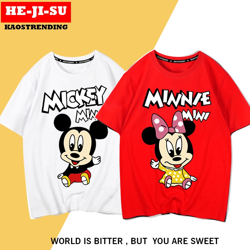 Kaos Minnie Kaos Mickey Baby Kaos Couple Pasangan Viral Lucu Kaos Atasan Unisex Distro Lengan Pendek
