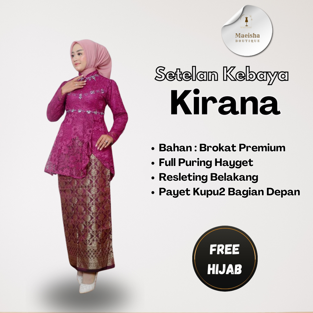 Setelan Kebaya Kirana Songket Free Hijab / Kebaya Modern / Kebaya Wisuda / Kebaya Brokat / Kebaya Te