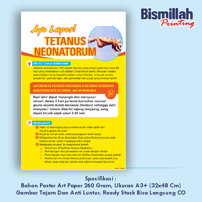 

Poster Kesehatan Ayo Lapor Tetanus Neonatorum