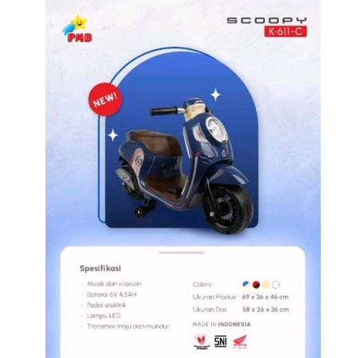 Free Pelapis Ban Mainan Motor Aki Anak Scoopy Mini K611C K611C K 611C
