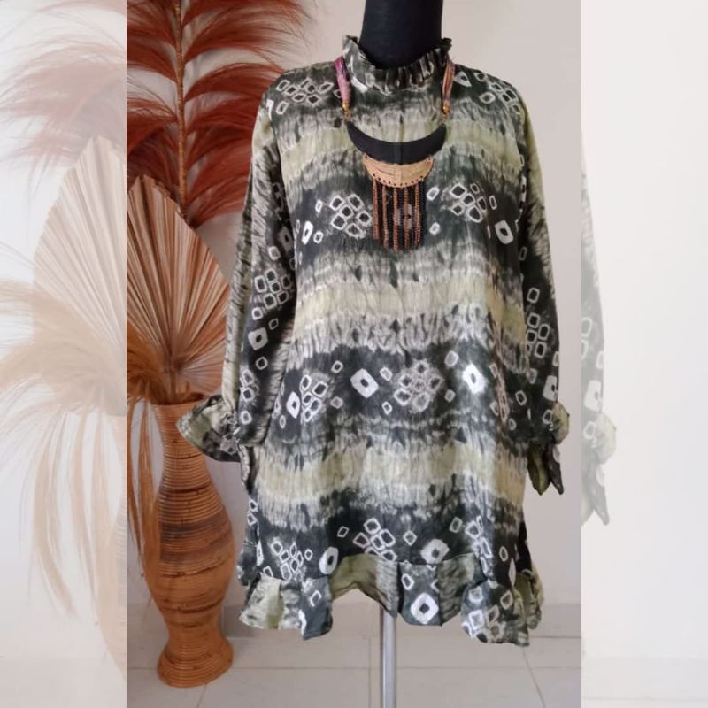 TUNIK JUMPUTAN PALEMBANG ATASAN BLOUSE WANITA BATIK LENGAN PANJANG HANDMADE