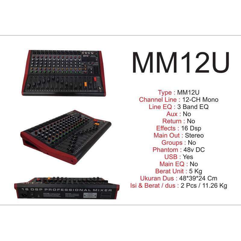 Mixer Professional 12 Channel Merk STX