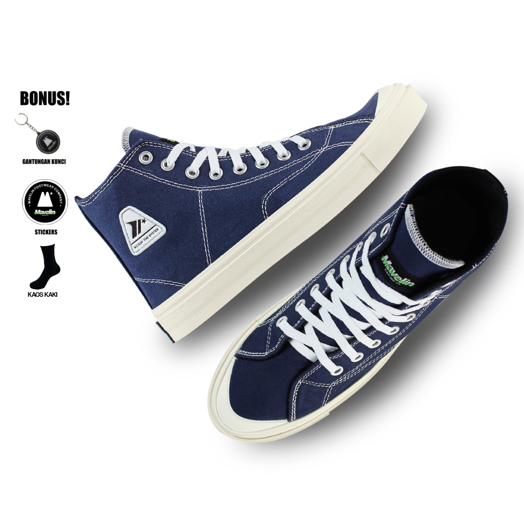 Mavelin - Classic Andro High Navy - Sepatu Sneakers Casual Pria Wanita | Sepatu Original | Sepatu Pr
