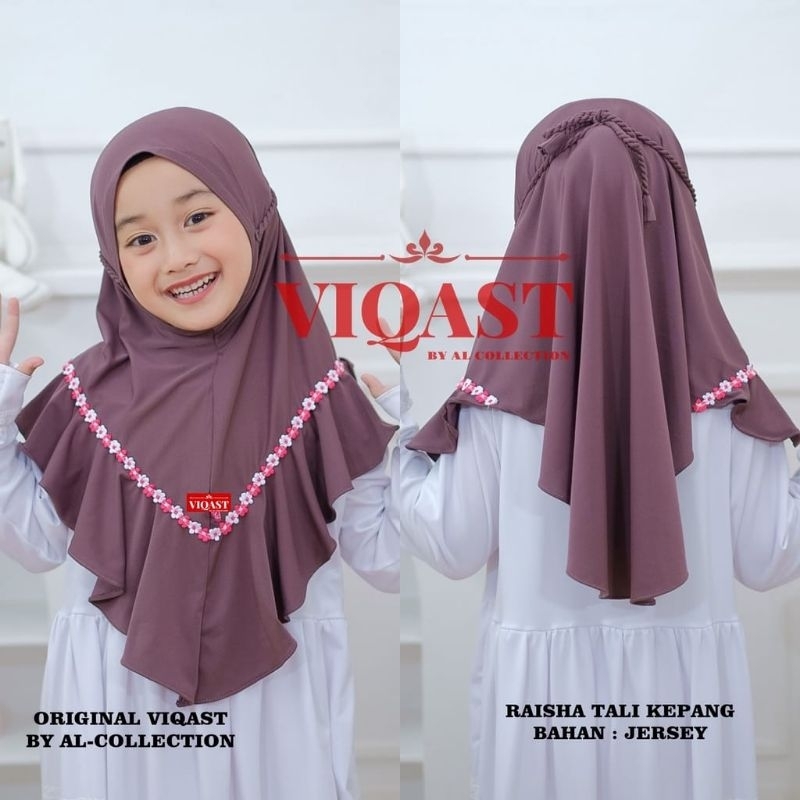 Jilbab Bergo Anak Perempuan Tk RAISHA Usia 4 - 8 Tahun Tali Kepang Ropel Hijab Instan Anak Jersey Pr