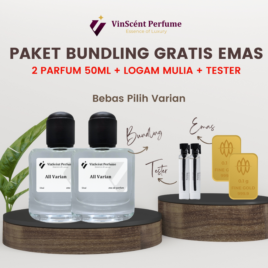 VINSCENT  - [ LELANG LIVE ] Parfum Inspired Promo Bundling 2 Botol 50ml Gratis Emas Bebas Pilih Vari