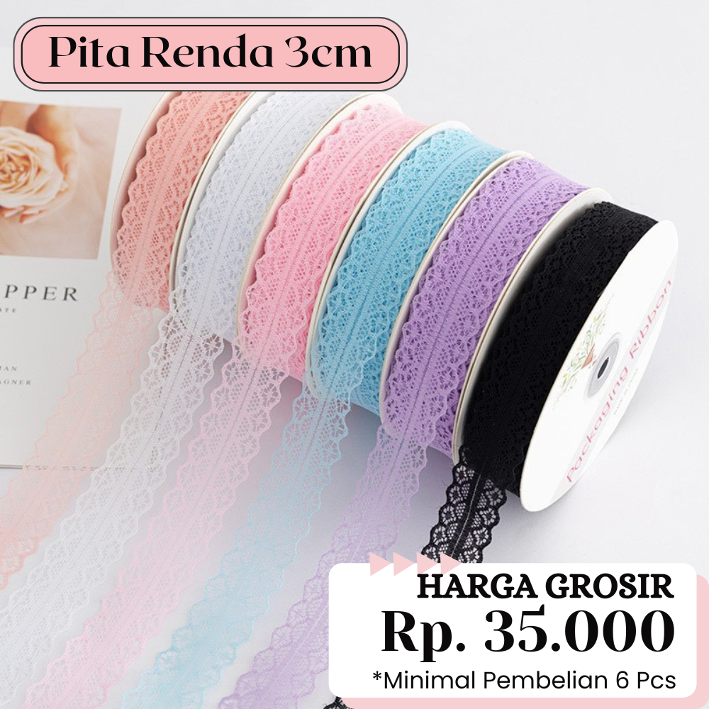 

FLORIST THINGS - PITA RENDA 3CM - Korean Ribbon - Pita Jaring Korea - Wedding Ribbon - Pita 3cm / Pita Satin / Pita Korea - Pita Bunga Nikah - Pita Estetik Jaring