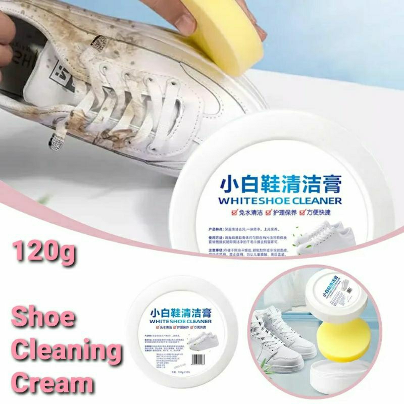 Krim Pemutih Sepatu Sneaker 120g + Spons / Krim Pembersih Sepatu Sneaker + Busa - Cream Pemutih Sepa