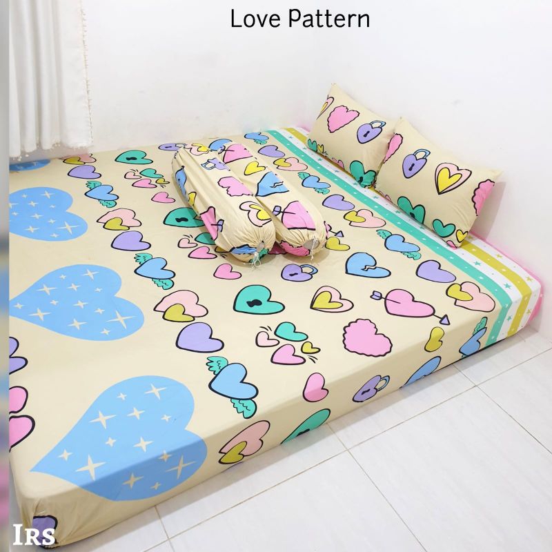 Sprei Homemade MURAH LOVE PATTERN & PURPLE LOVE/YELLOW LOVE