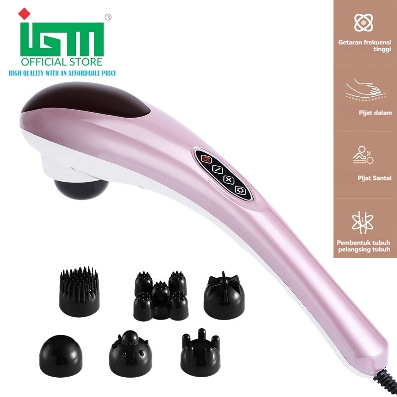 IGM-Alat Pijat Elektrik Terapi Infrared Dolphin Massager / Alat Pijat Dolphin / Alat Pijat serbaguna alat pijat punggung free 5*Pijat kepala-Merah Jambu