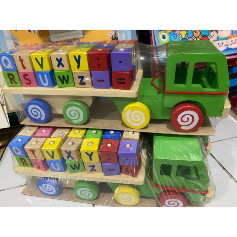 MAINAN EDUKASI ANAK / TRUK HURUF DARI KAYU UNTUK ANAK