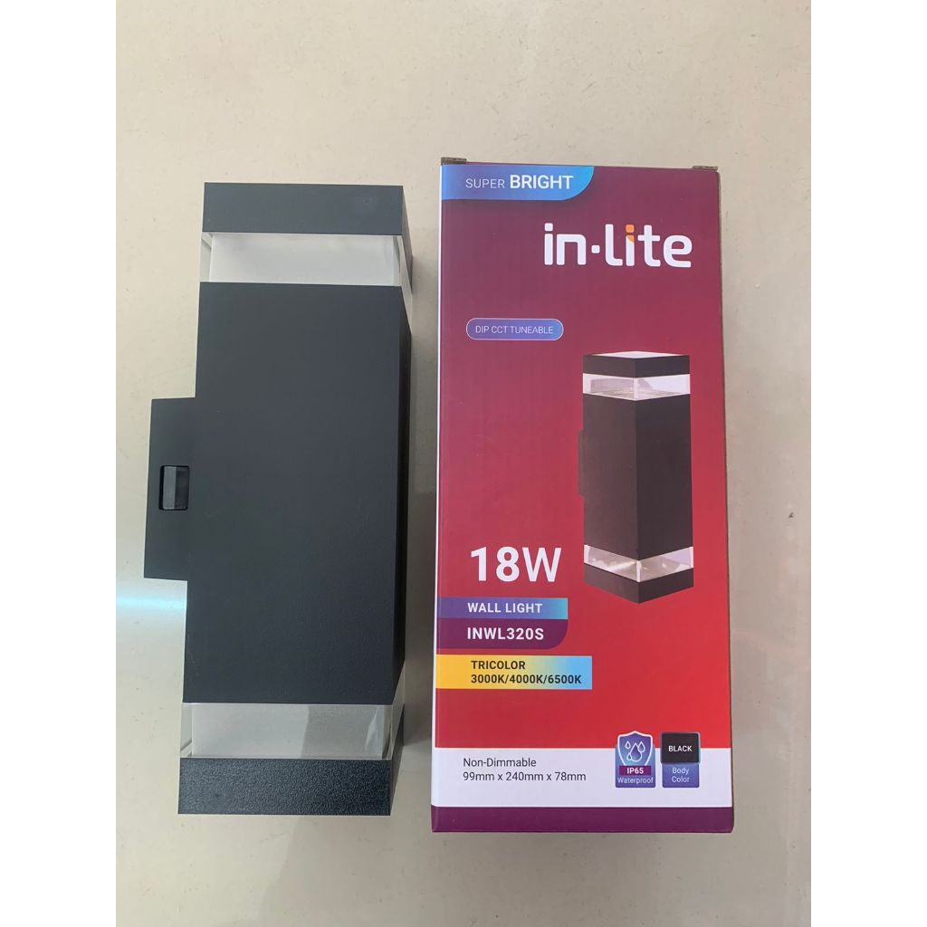 INLITE LAMPU DINDING KOTAK LED / WALL LIGHT KOTAK 18W 18 WATT INWL320S