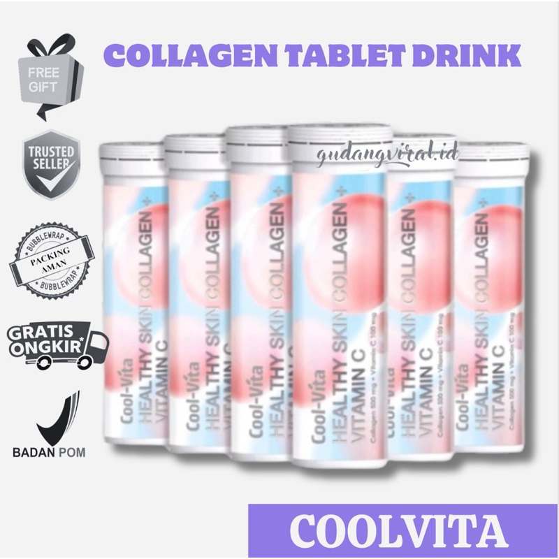❤️GV❤️ COOLVITA BEAUTY COOLAGEN MINUMAN COLLAGEN + VIT C COOL VITA HEALTY SKIN GLOW TABLET COLLAGEN 