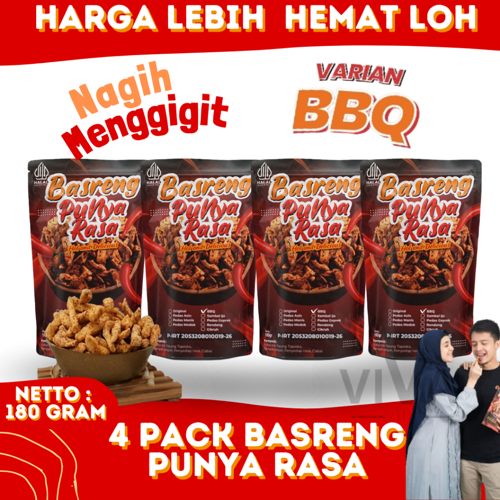 

Basreng Punya Rasa BBQ Paket Bundling 4 Bumbu Medok Melimpah Ektra Daun Jeruk