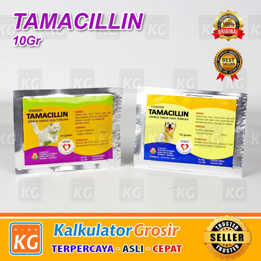 Tamacillin Obat Luka Kucing Terbuka - Obat Tabur Serbuk Luka Luar Cakaran Borok Koreng Luka Basah An