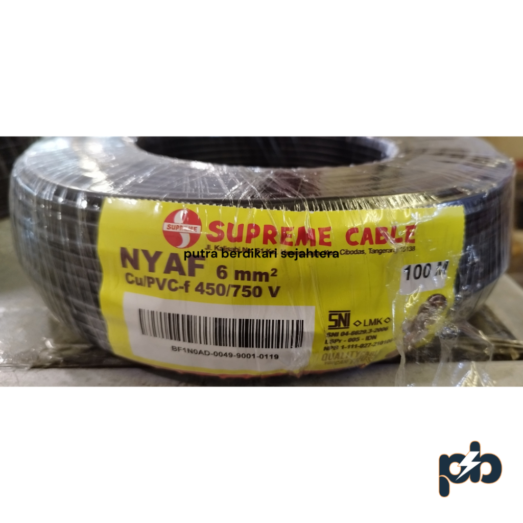 Kabel NYAF 6mm Merk Supreme 100 Meter / Kabel NYAF 6 mm Supreme (100 Meter)