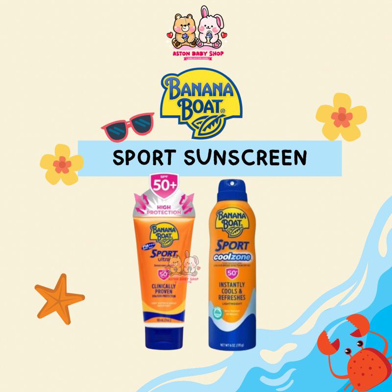 Banana Boat Sunscreen Sport SPF 50+ Lotion & Spray Suncreen Waterproof Sunscreen Renang