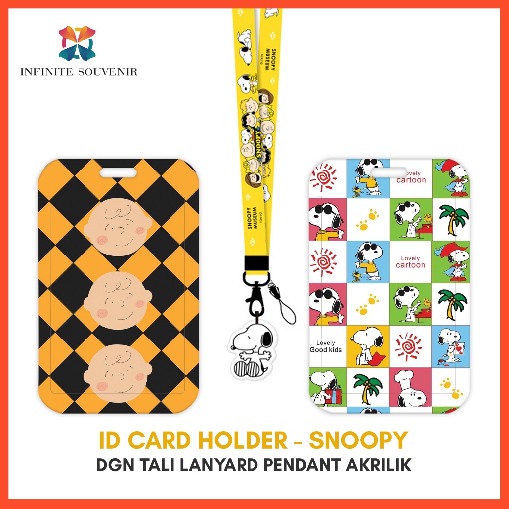 

[N003] SNOOPY / Name Tag Card Holder Motif Karakter SNOOPY dengan Tali Lanyard Pendant Akrilik / ID Card Holder Tali Gantungan Acrylic DOGGIE Lucu / Nametag / Tempat Kartu Flazz / Emoney