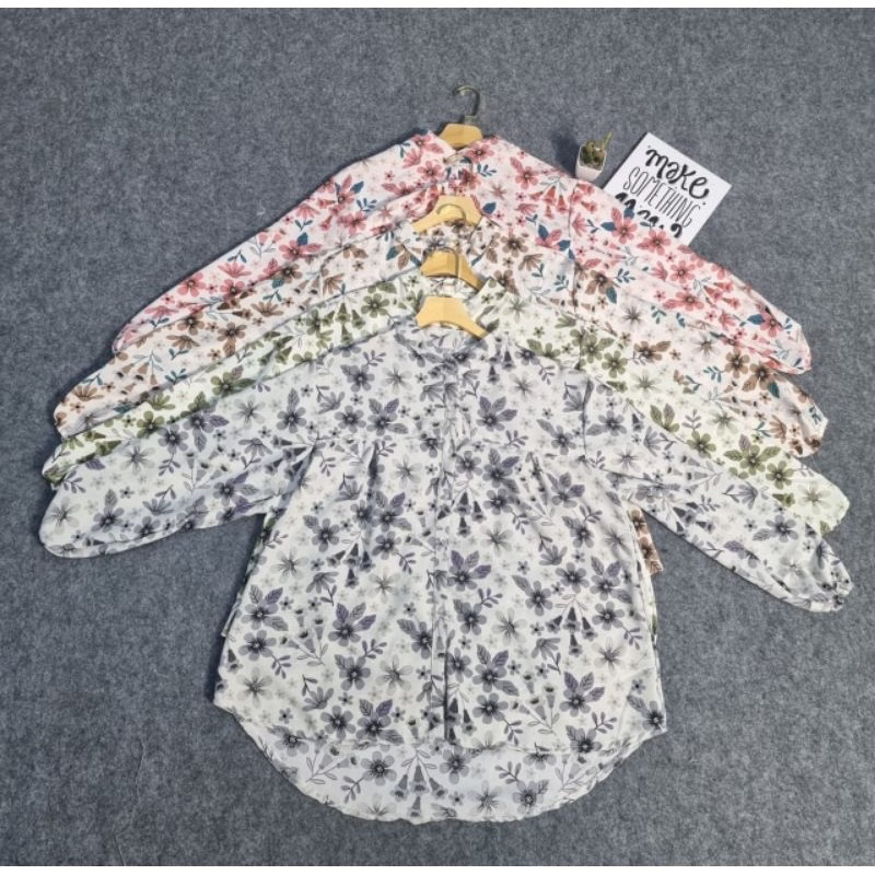 AFI FASHION99 -  Kemeja gege /KEMEJA FLOWER / BLOUSE FLOWER WANITA /ATASAN MOTIF BUNGA