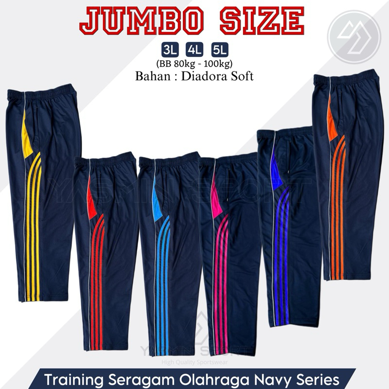 (BIG SIZE 3L 4L 5L) NAVY SERIES TRENING PRIA WANITA / Celana Olahraga Panjang Jumbo Wanita Pria / Ce