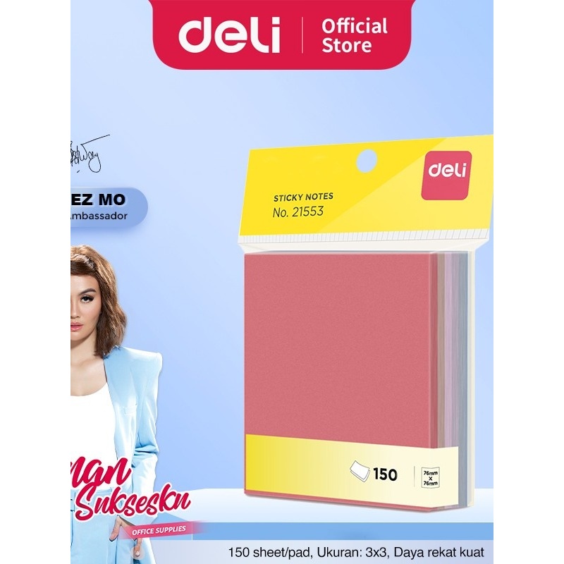 

Deli Sticky Note / Memo Tempel 3x3 150 lembar Kertas 80g 21553