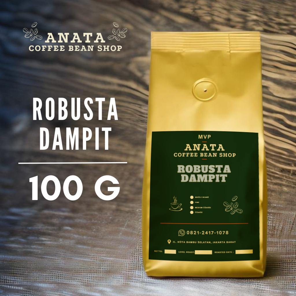 

ANATA Kopi Robusta Dampit 100 gram | Whole Bean | Coarse | Medium Coarse | Fine | Medium to dark