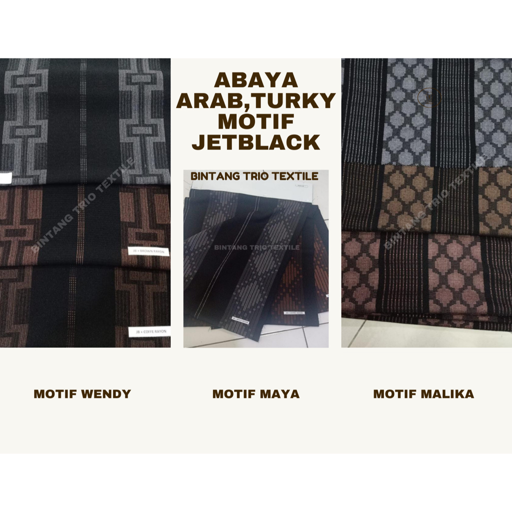 DYA369 Kain Abaya Arab, Turky Motif Jetblack, Godiva Jetblack Saudi, Zaleta Jetblack {Harga Per 0,5
