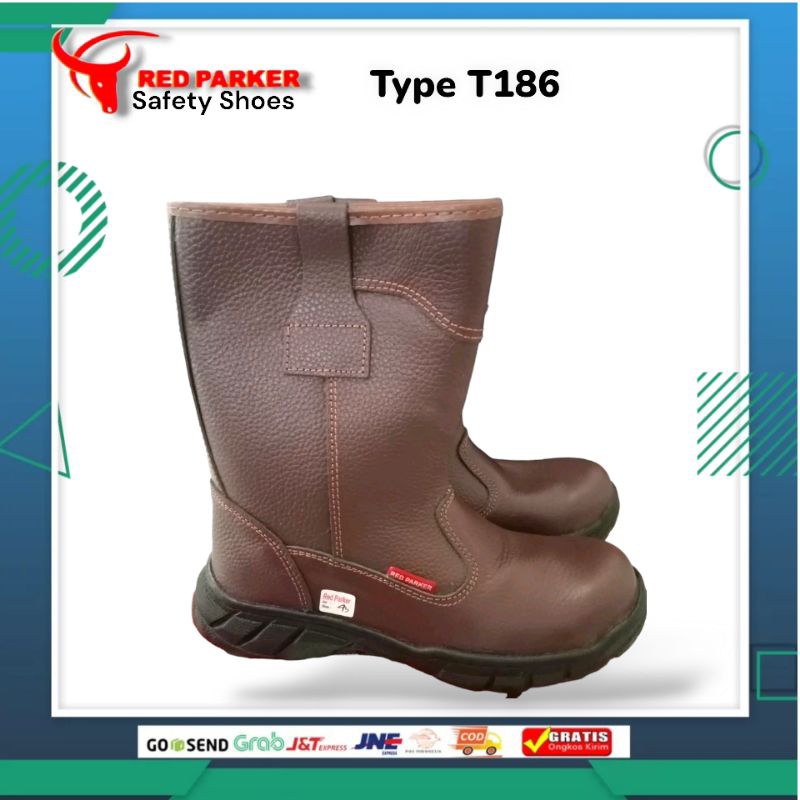 Sepatu Safety Boot Red Parker T186 Original/ Safety Shoes Boot Red Parker