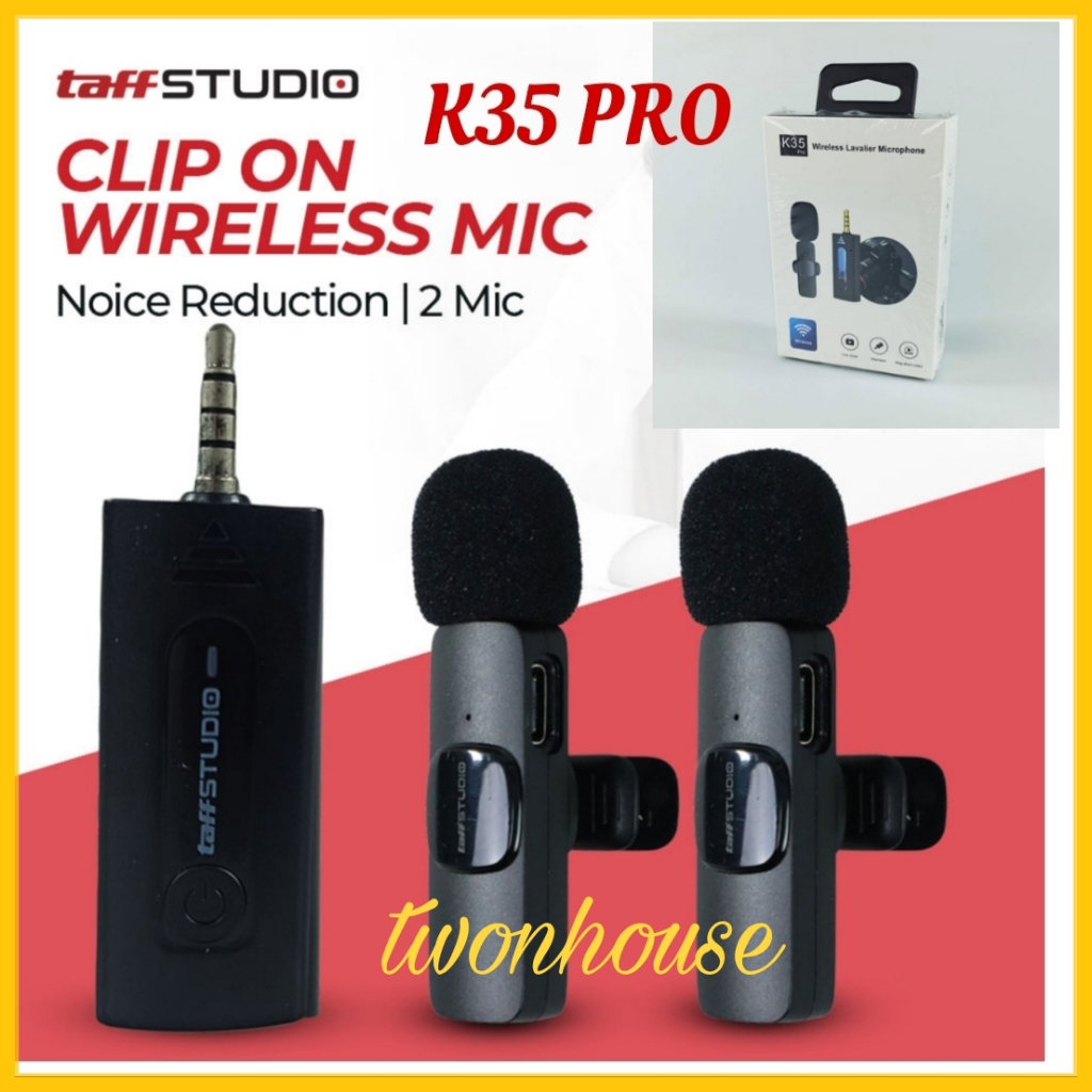 Mic clip on hp youtuber Vlogging Singing Live Record Podcast Jarak Transmisi 20 meter Colokan Aux Ja