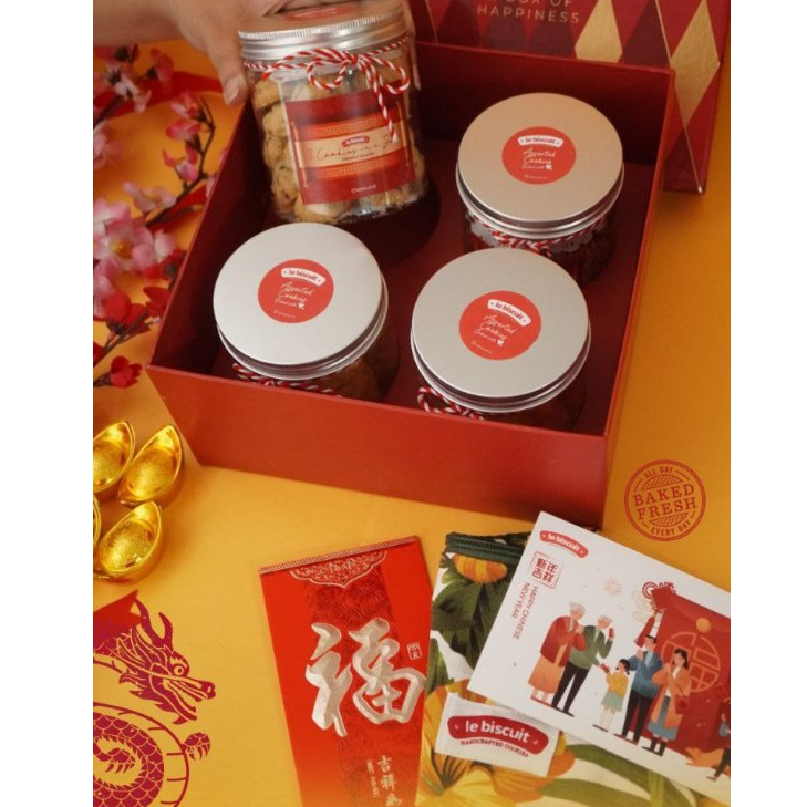 

le biscuit - Imlek & Valentine Hampers - 4 Jars Cookies Selection
