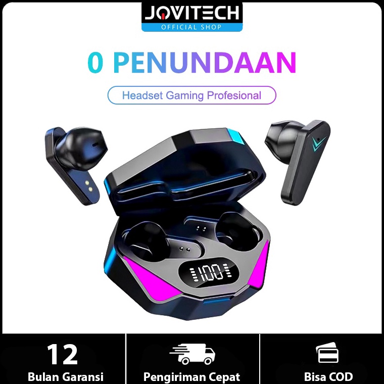 Oke Pr Jovitech Headset Bluetooth Gaming TWS X15 Bluetooth V52 LED Smart Display Headset Nirkabel  T