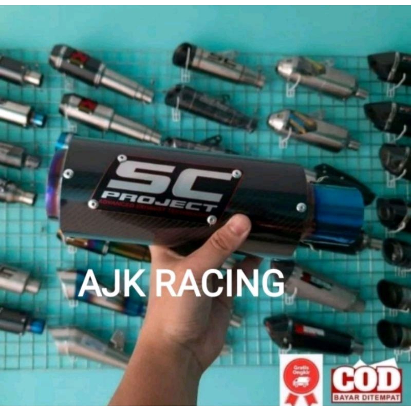 knalpot SC project black carbon inlet 50 mm Silincer Sc Project carbon blue