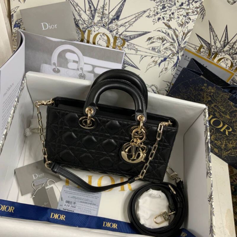 preloved rec 2022 christian dior small lady d-joy black bag authentic