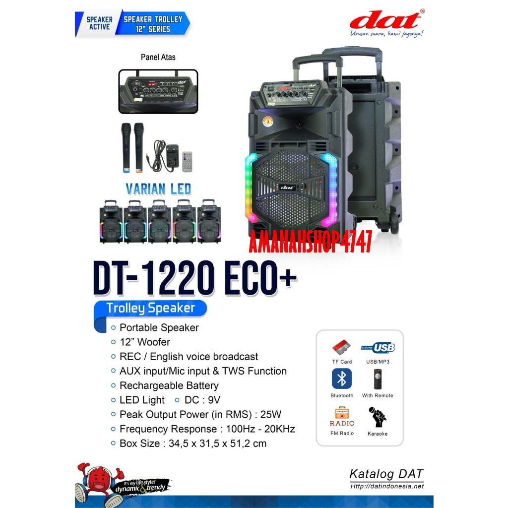 SPEAKER PORTABLE DAT DT-1220ECO+ SPEAKER DAT DT 1220 ECO+ DT 1220ECO+ ORIGINAL