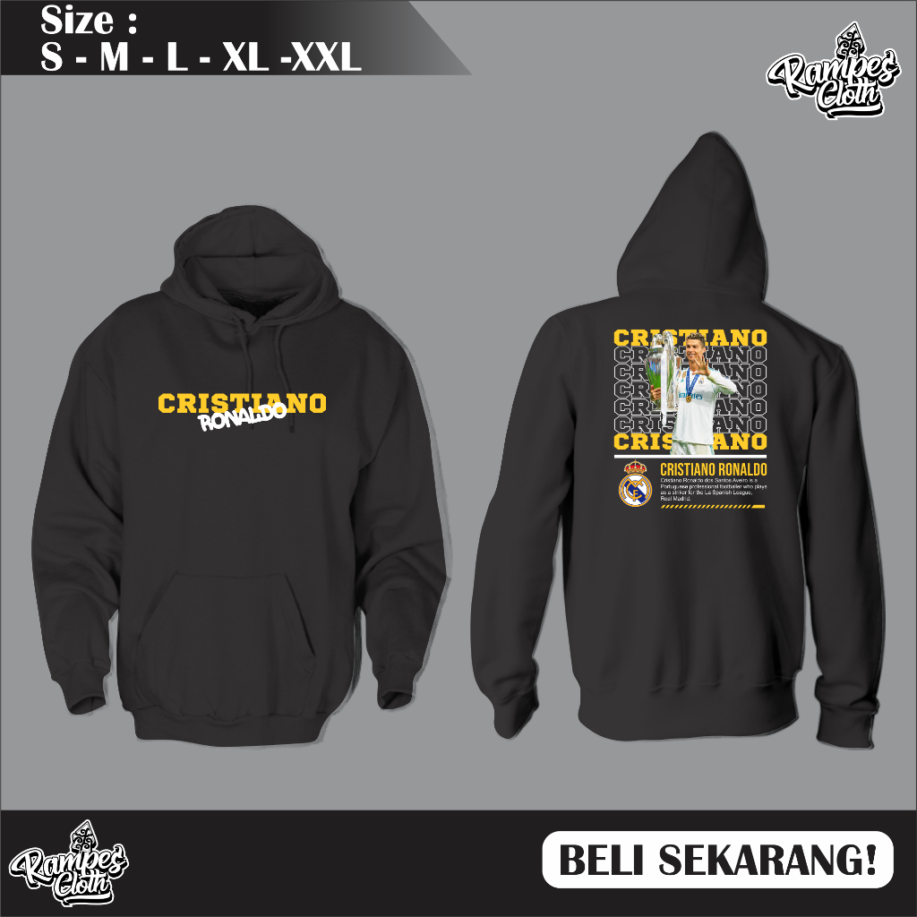 Jaket Hoodie CRISTIANO RONALDO REAL MADRID/HOODIE CR7/SWEATER RONALDO Cotton Premium S5