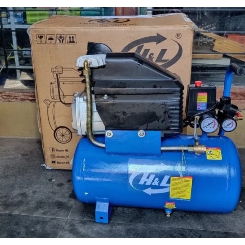 Kompresor Oli 1HP 24 Liter H&L  Compressor Angin Listrik 1 HP 24L