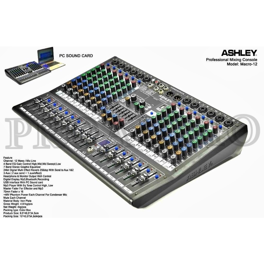 Mixer Audio Ashley 12 Channel Macro12 / Macro 12 Original Ashley