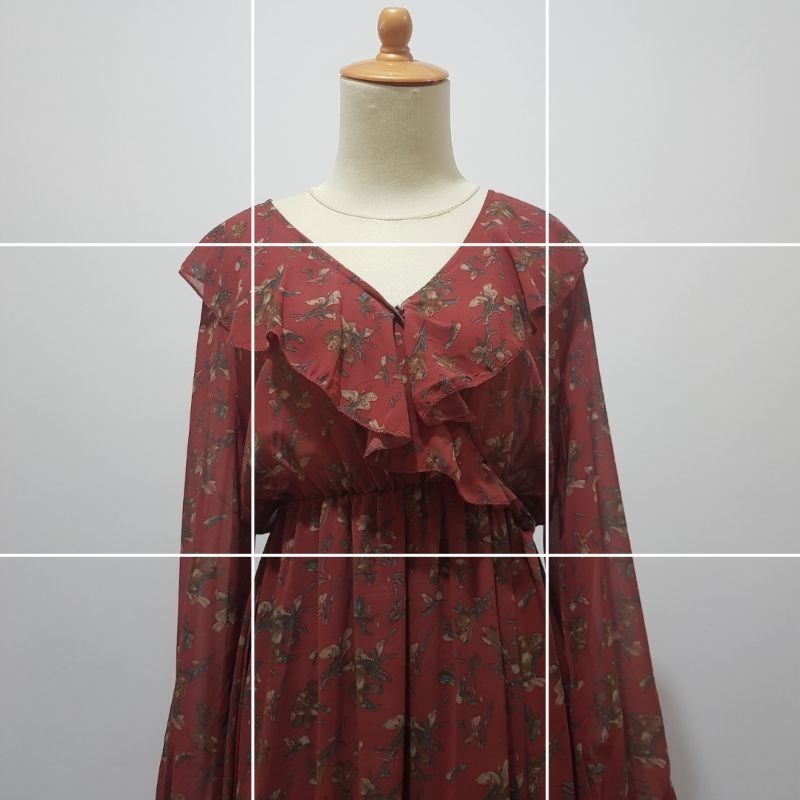 Dress Rampel Sifon Terracota Lengan Panjang