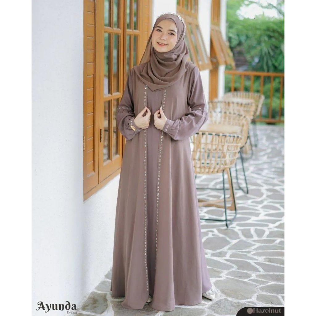 BISA COD' AYUNDA DRESS Gamis Terbaru 2024 Kekinian Bahan Ceruty Babydoll Mix Syakila Abaya Terbaru L