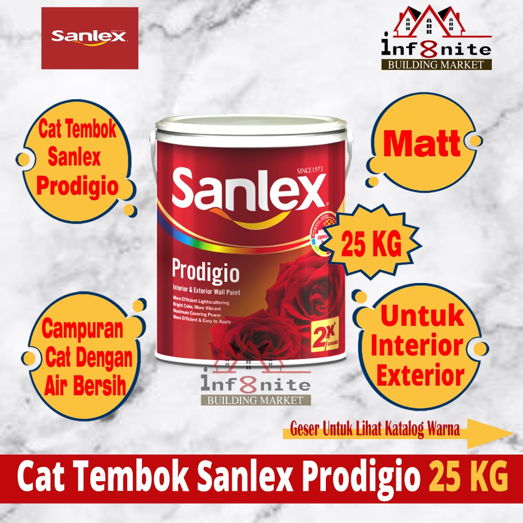 Cat Tembok Sanlex Prodigio Interior Exterior 6000 White 25 KG