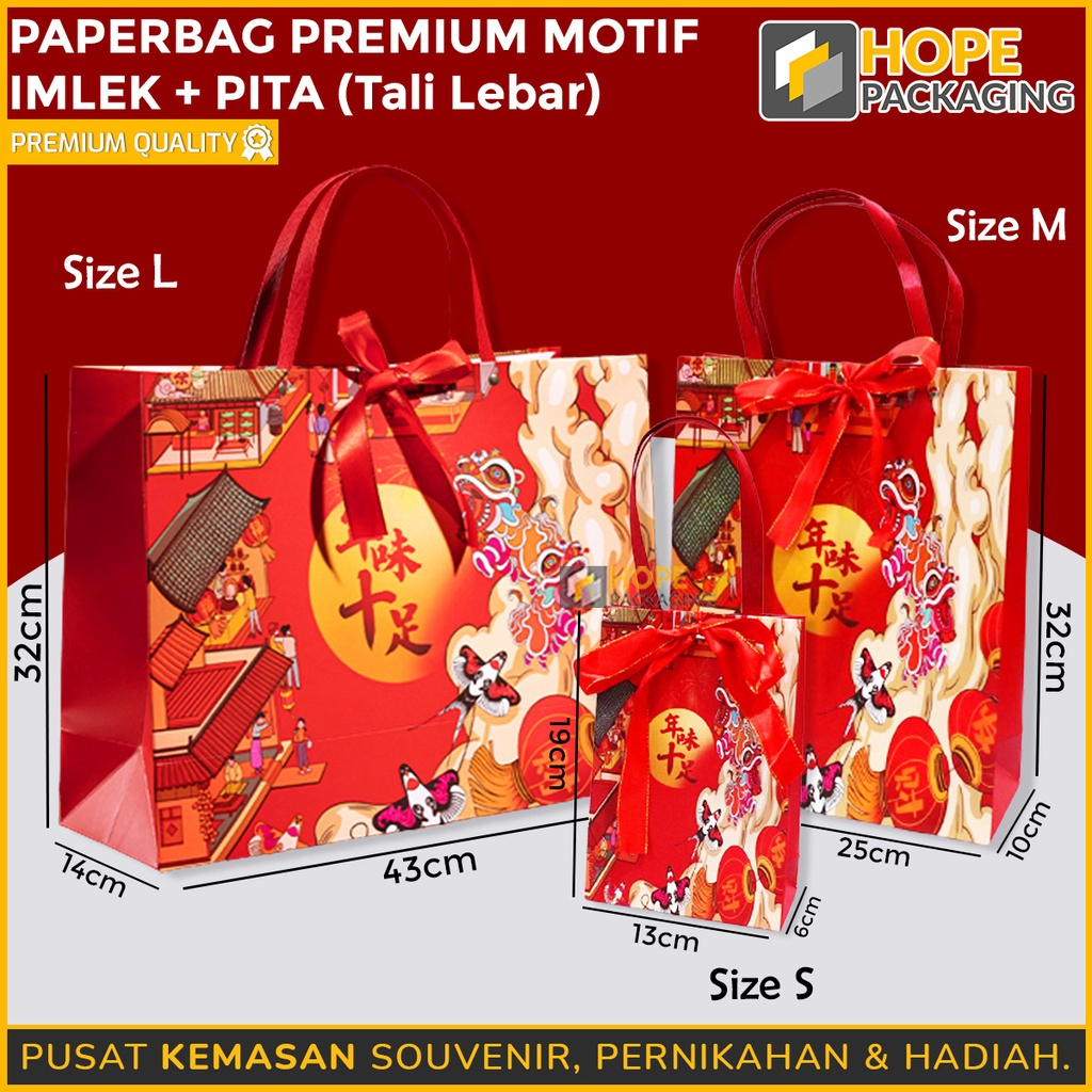 

Paper Bag Motif Imlek + Pita (TALI LEBAR) / Tas Paper Bag Premium / Tas Jinjing Souvenir Kado Edisi Imlek